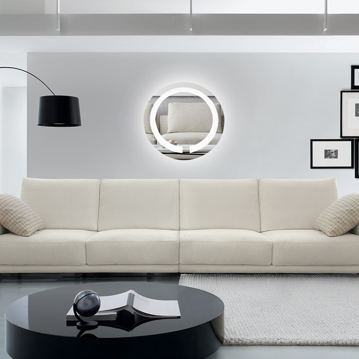 Espelho jateado Redondo 60cm com LED frio TOUCH