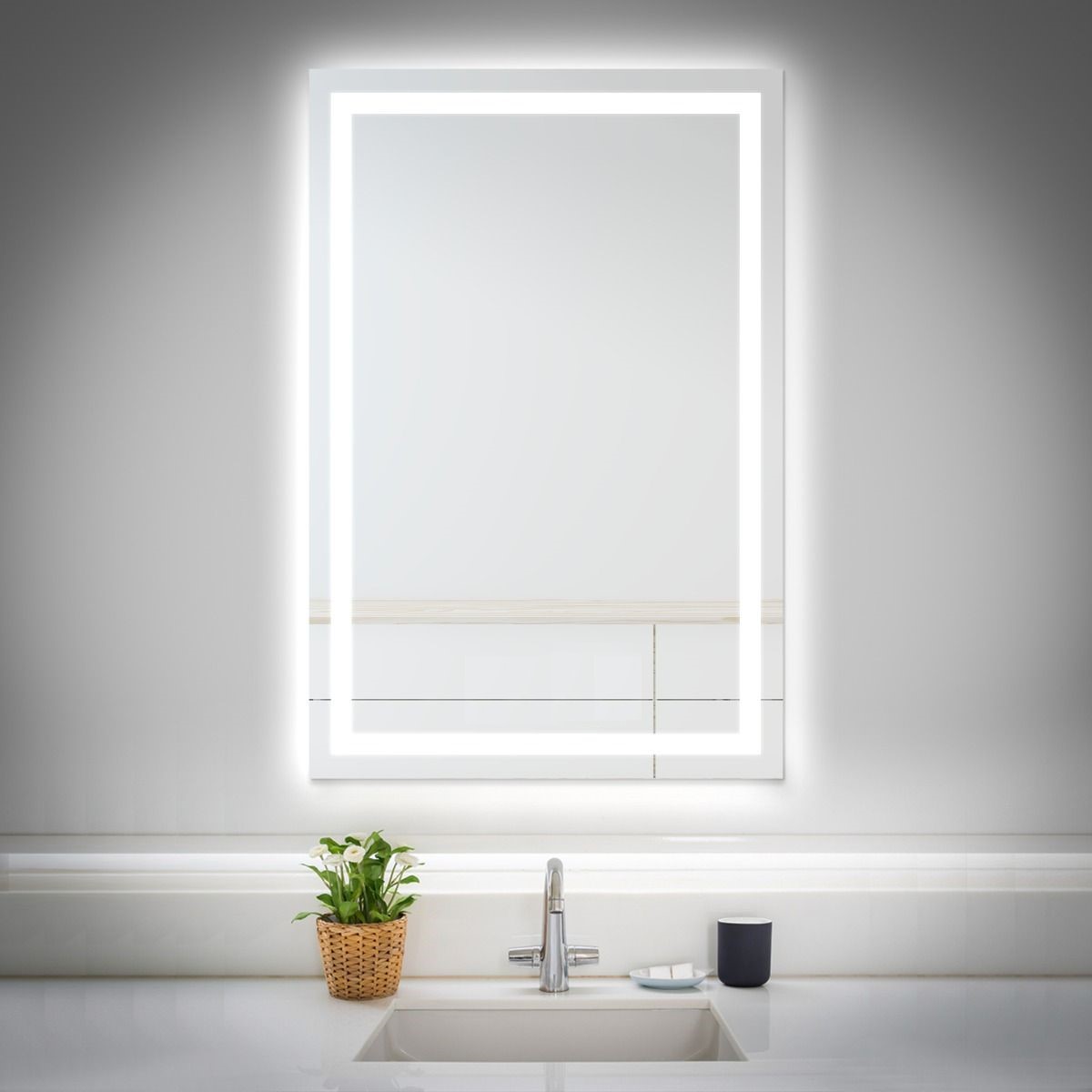 Espelho jateado iluminado com led frio 50x80cm