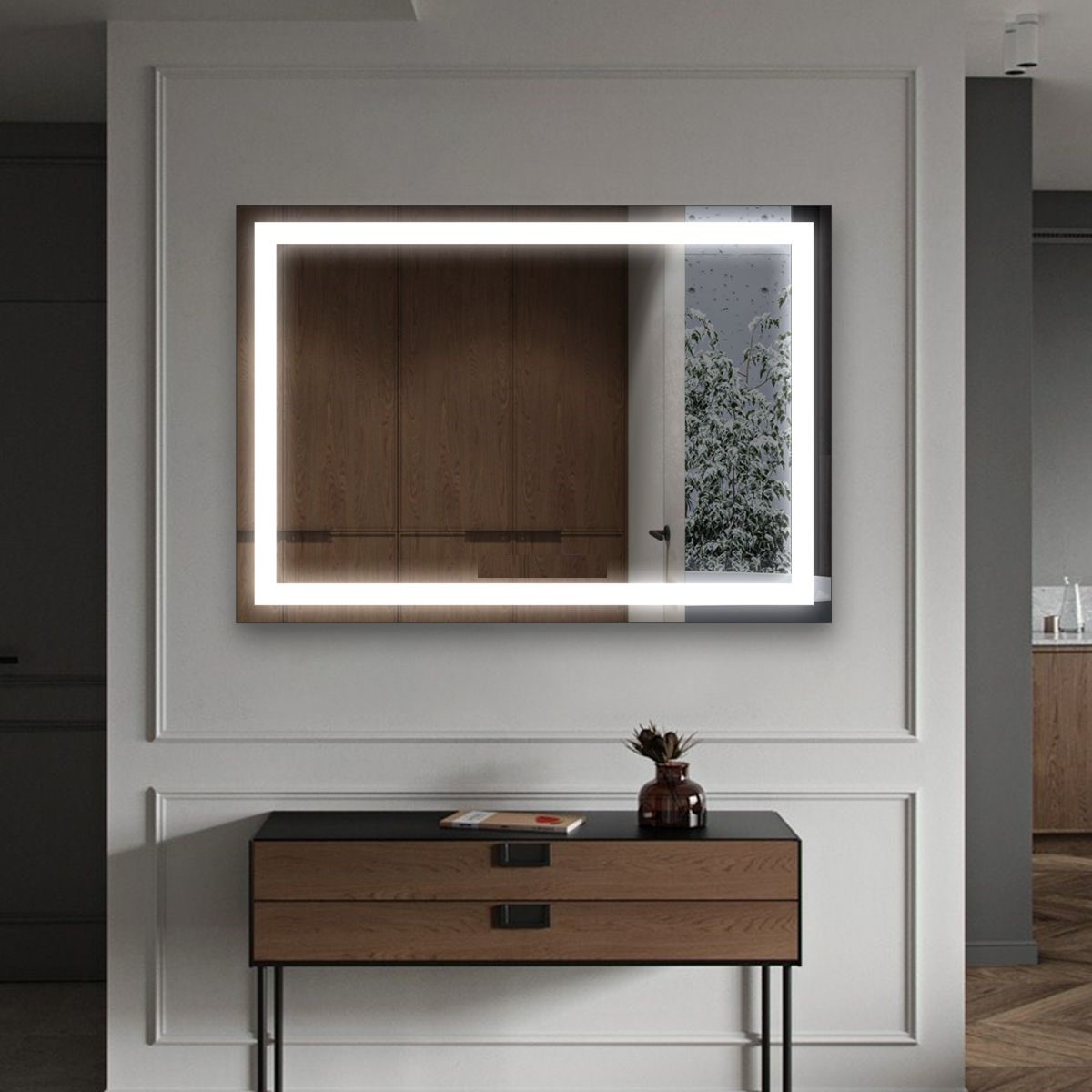 Espelho jateado iluminado com led frio 60x80cm