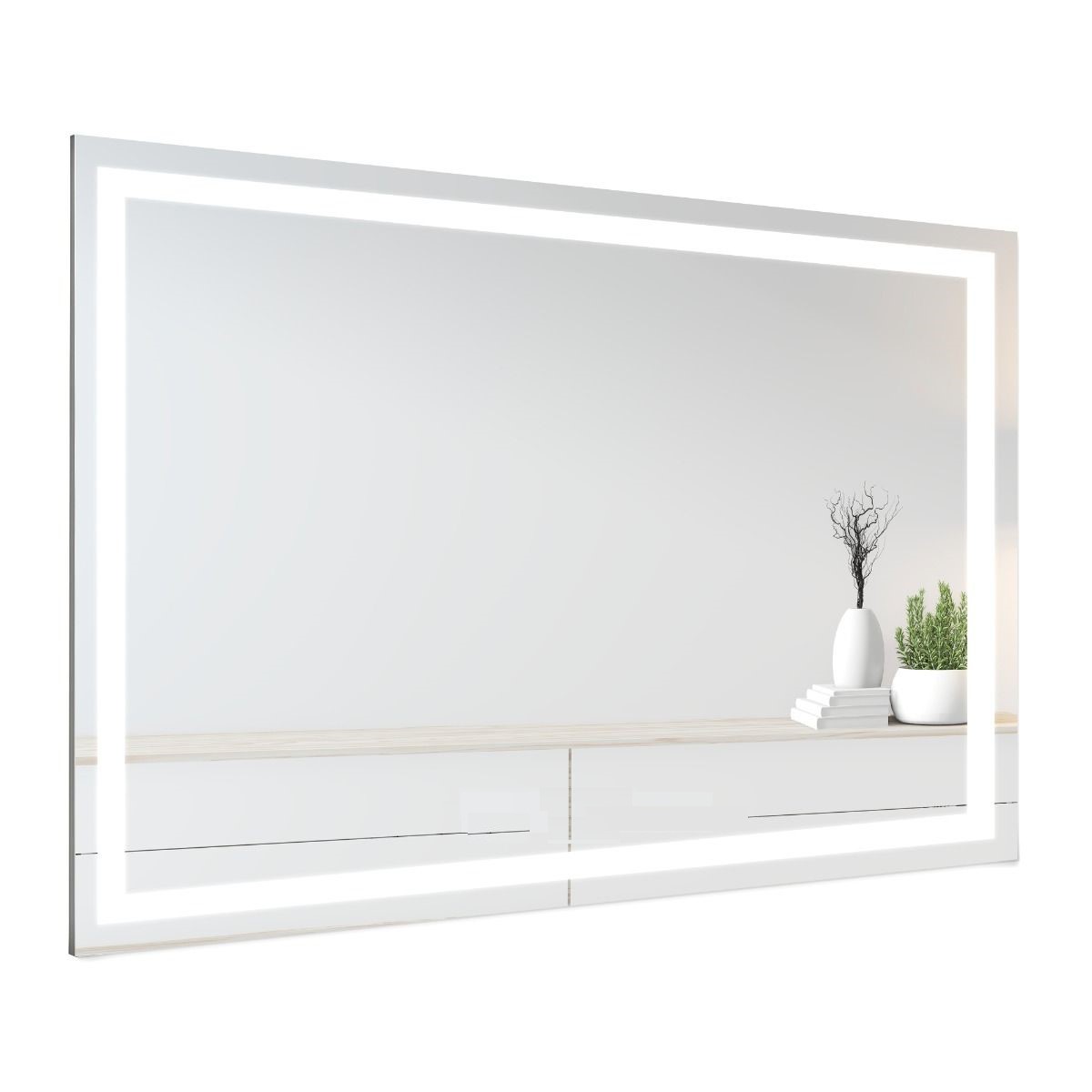 Espelho jateado iluminado com led frio 80x100cm