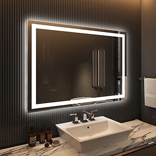 Espelho jateado iluminado com led frio 80x100cm