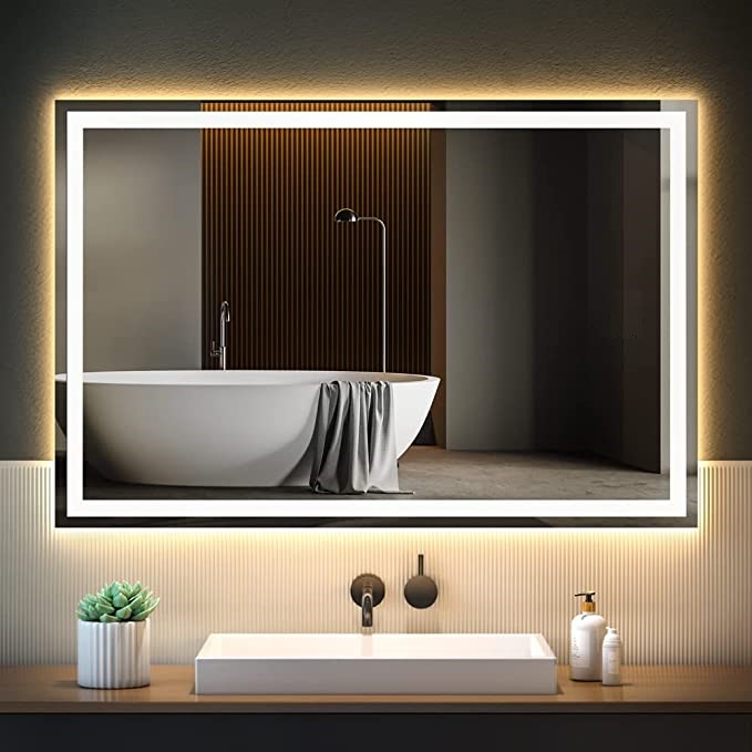 Espelho jateado iluminado com led quente 60x80cm