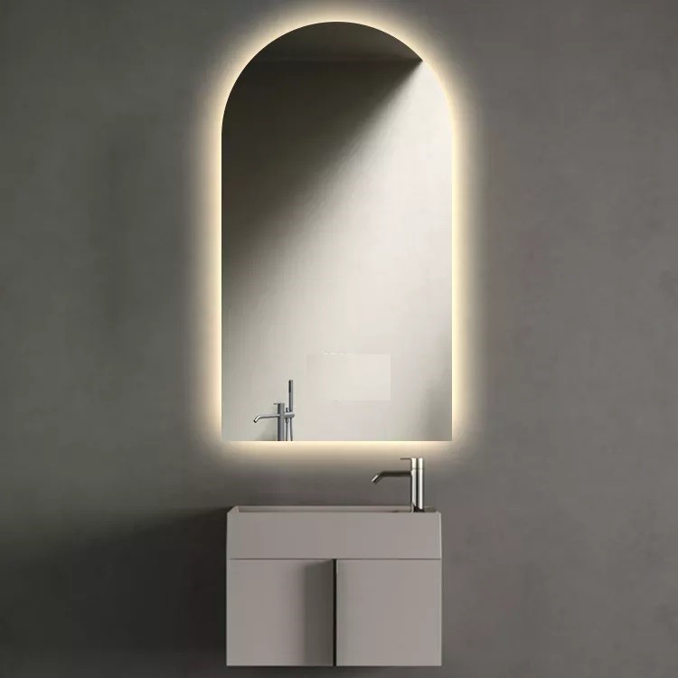 Espelho lapidado Arco Janelinha Iluminado com LED Quente - 60x150cm