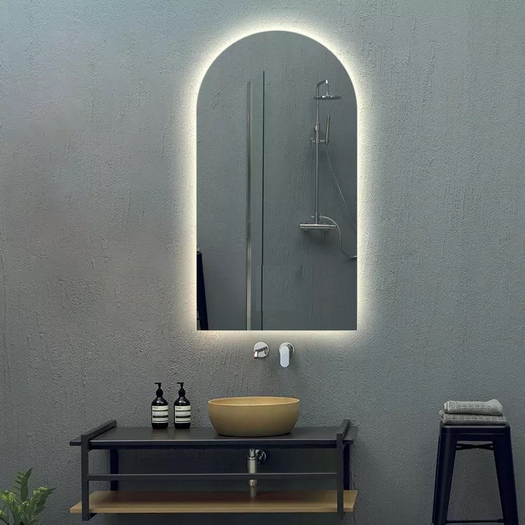 Espelho lapidado Arco Janelinha Iluminado com LED Quente - 60x80cm