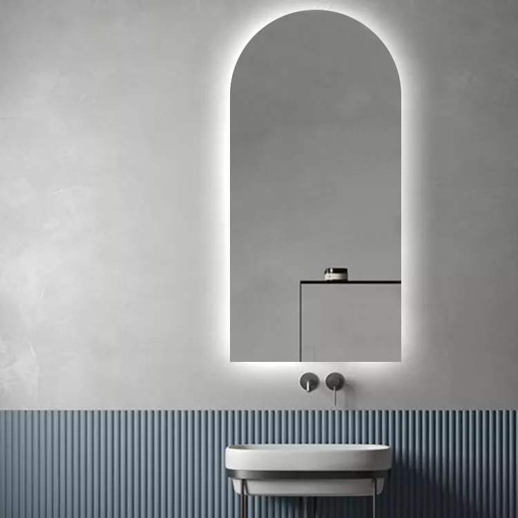 Espelho lapidado Arco Janelinha Iluminado com LED frio - 60x150cm