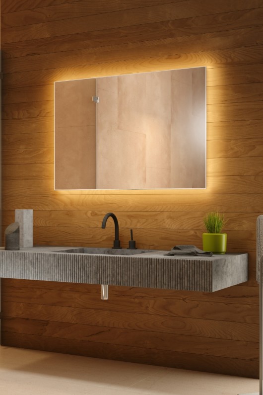 Espelho lapidado bisotê Iluminado com LED quente - 50x80cm