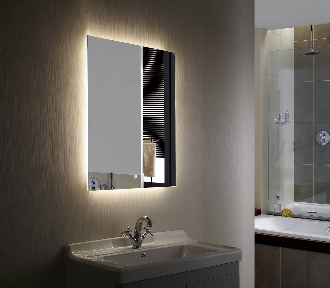 Espelho lapidado bisotê Iluminado com LED quente - 60x70cm