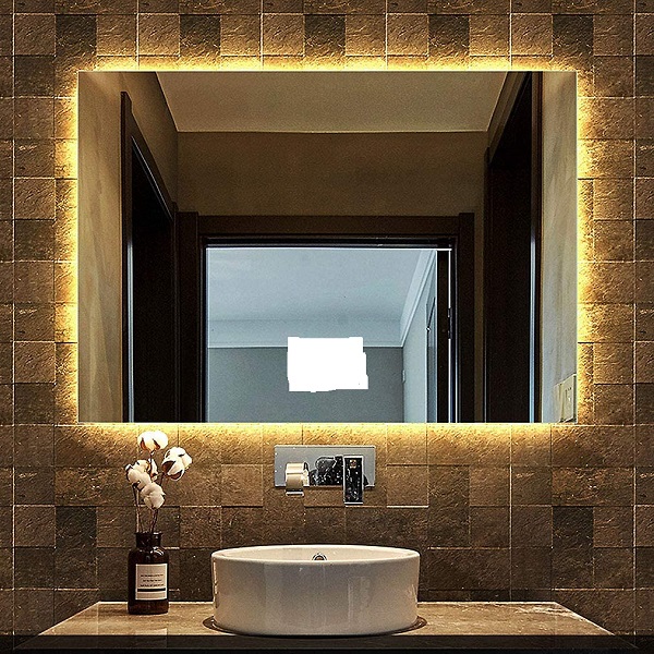 Espelho lapidado bisotê Iluminado com LED quente - 60x70cm