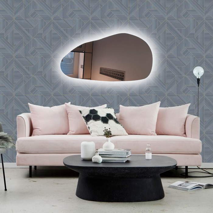 Espelho orgânico decorativo iluminado com led frio 43x76cm