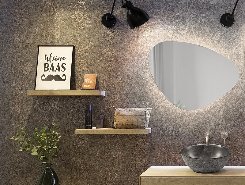 Espelho orgânico decorativo iluminado com led quente 60x80cm