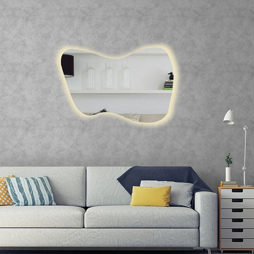 Espelho orgânico silhueta iluminado com led quente 50x70cm