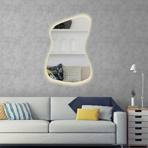 Espelho orgânico silhueta iluminado com led quente 50x70cm