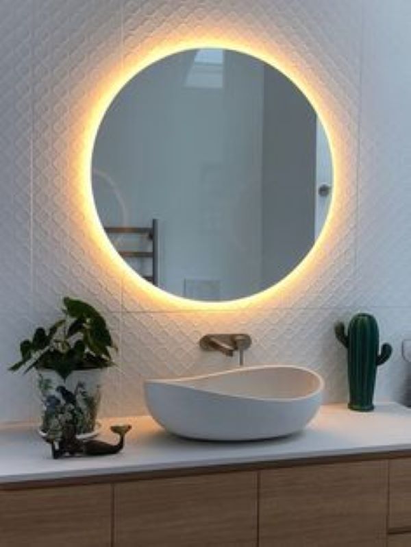 Espelho redondo iluminado com led quente 60cm TOUCH