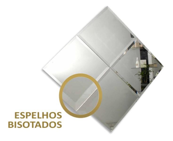 Painel de Espelho Dupla Face com Bisotê - 30X30 cm 4 Unidades