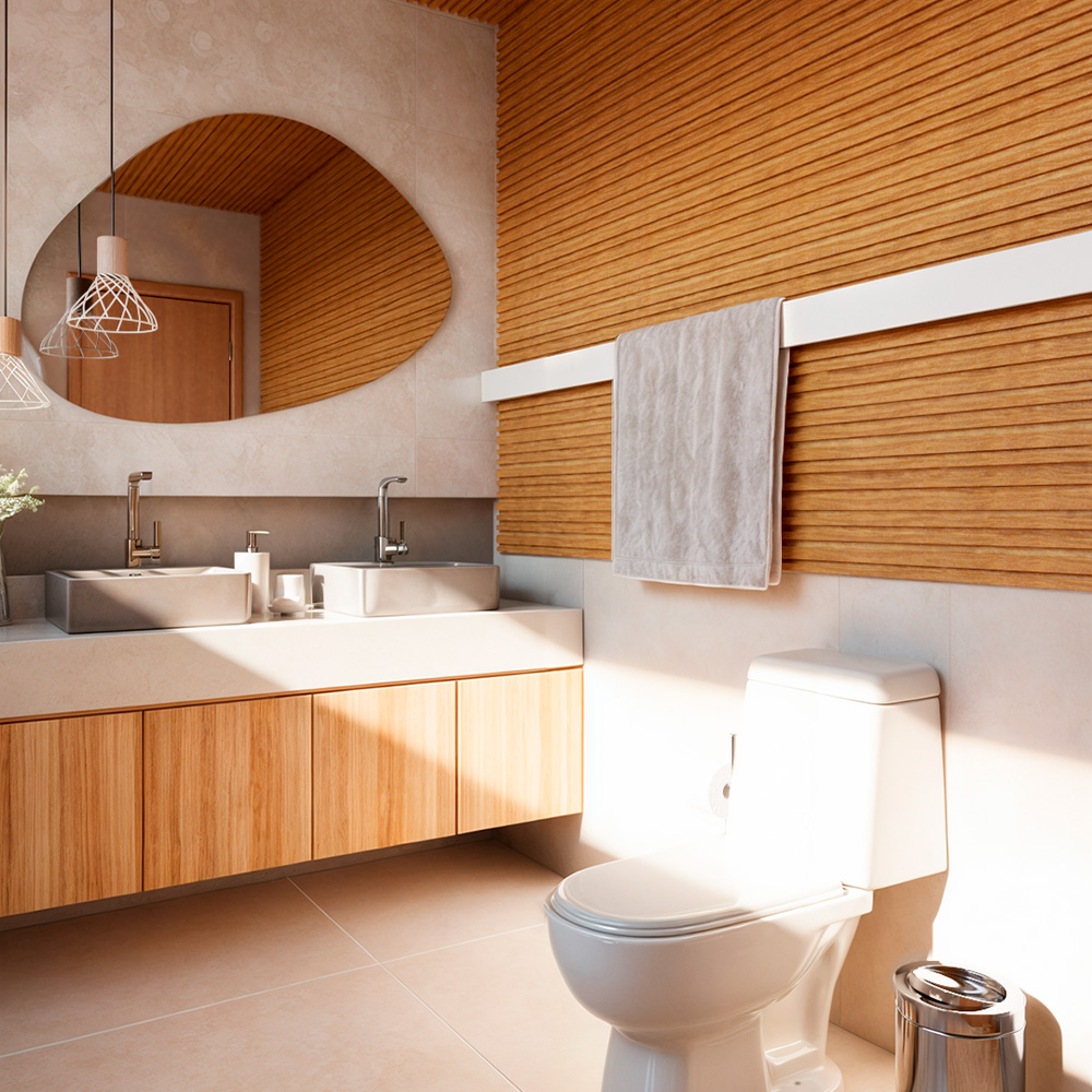 Painel Ripado Cor: Freijó de uso Interno em WPC Double 2,90m x 18cm (0,522m²)