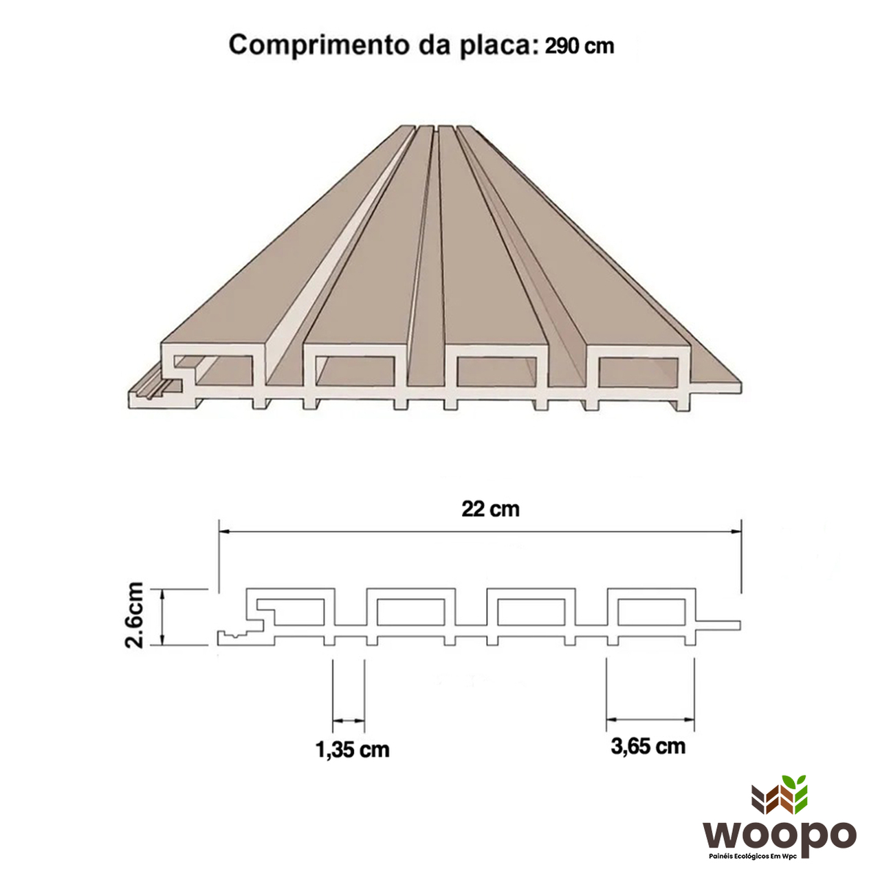 Painel Ripado WPC Externo Cor Teca 2,90m x 20cm (0,58m²)