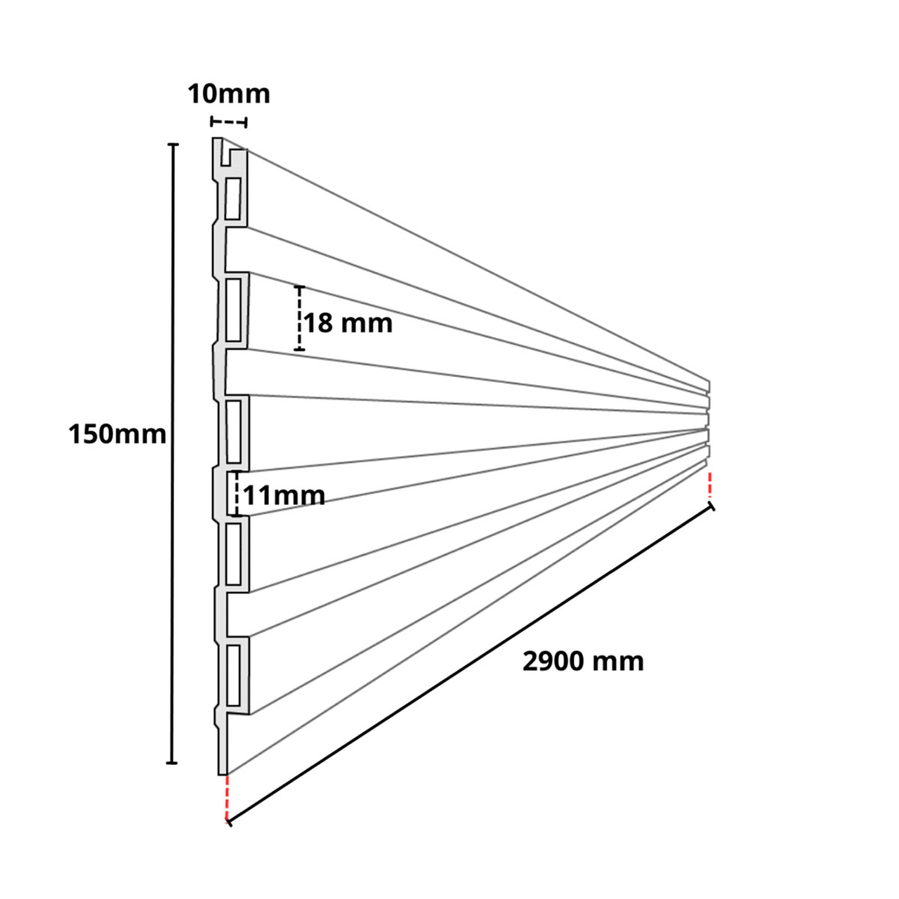 Painel Ripado WPC Interno Low Cor: Freijó 2,90m x 15cm, 0,43m²