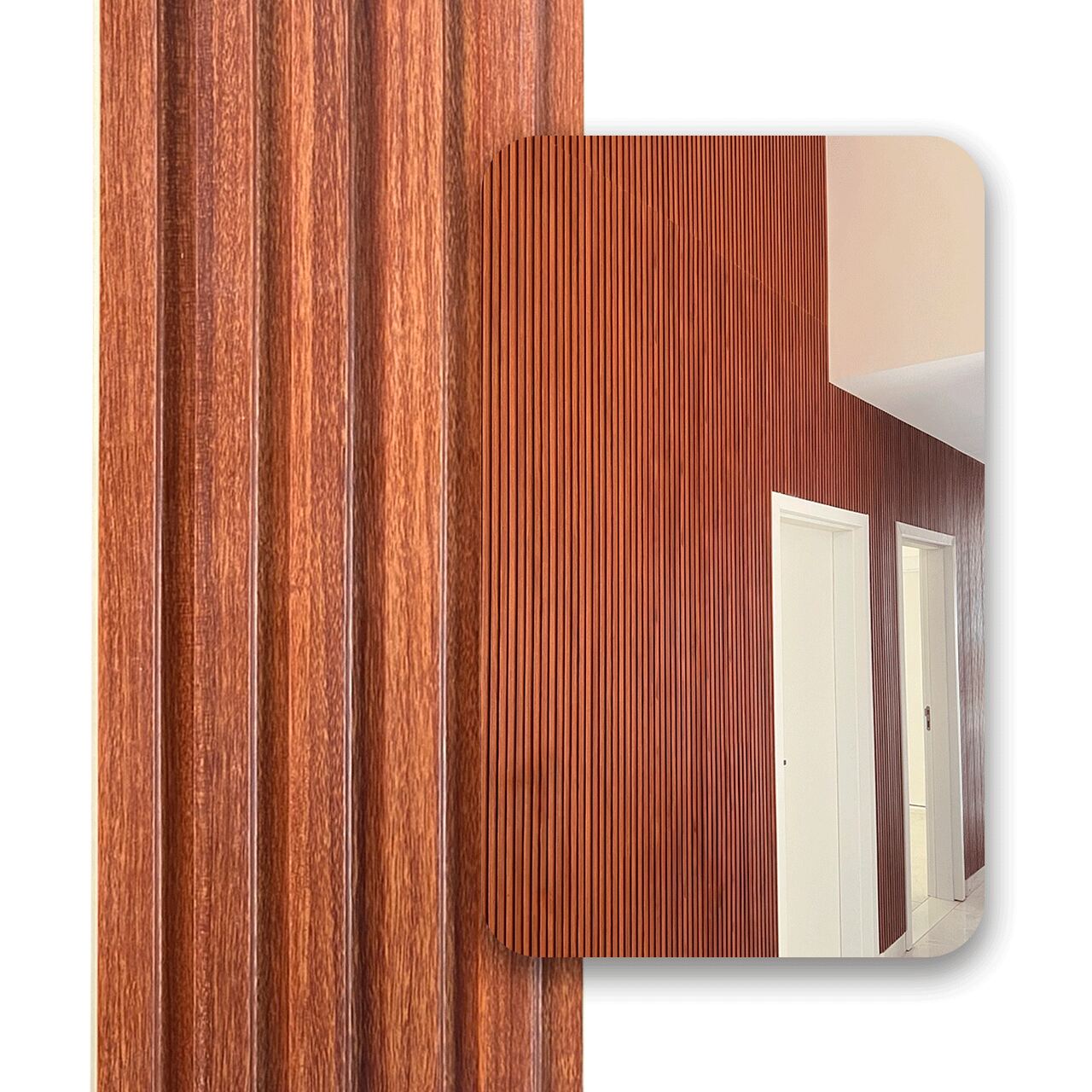 Painel Ripado WPC Interno Low Cor: Imbuia 2,90m x 15cm, 0,43m²