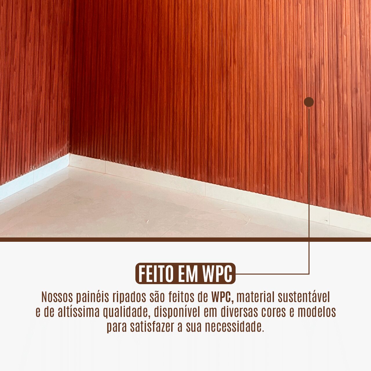 Painel Ripado WPC Interno Low Cor: Imbuia 2,90m x 15cm, 0,43m²