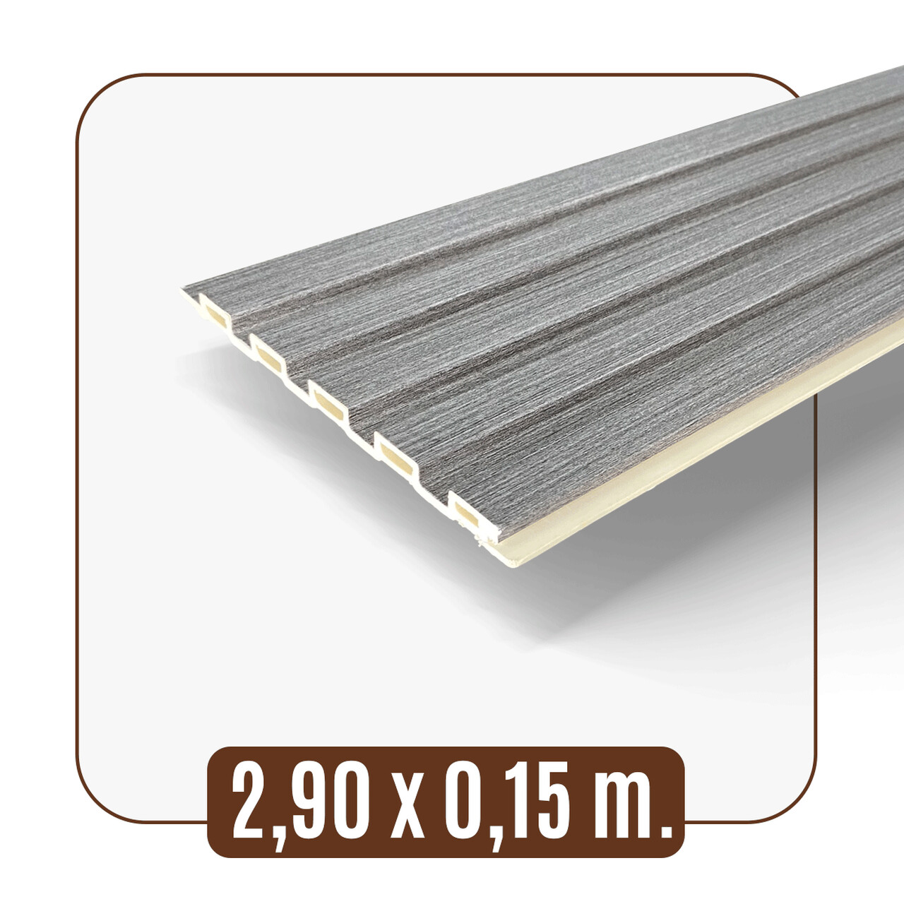 Painel Ripado Wpc Interno Low Cor: Cinza Médio 2,90m x 15cm (0,43m²)