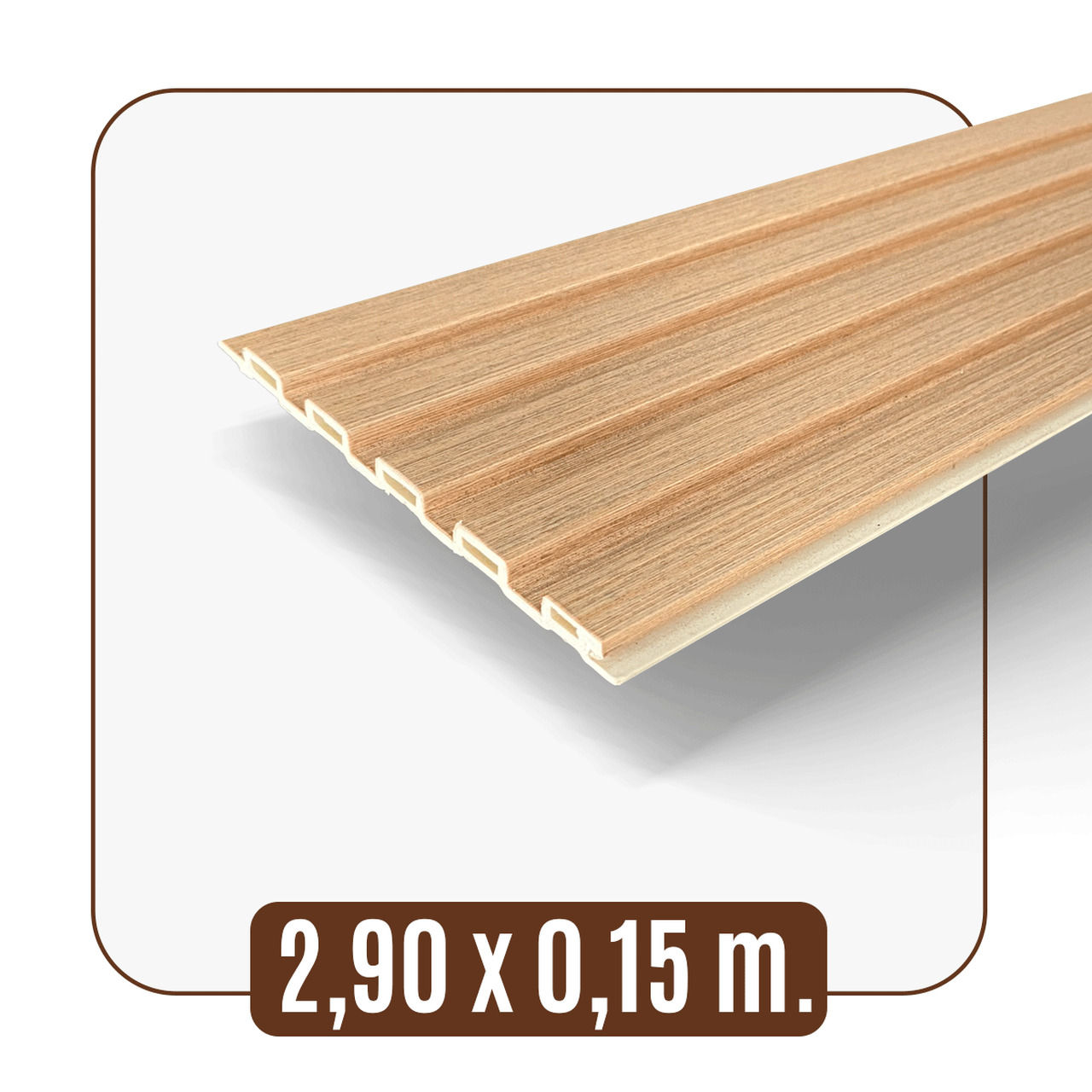 Painel Ripado Wpc Interno Low Cor: Freijó Liso 2,90m x 15cm (0,43m²)