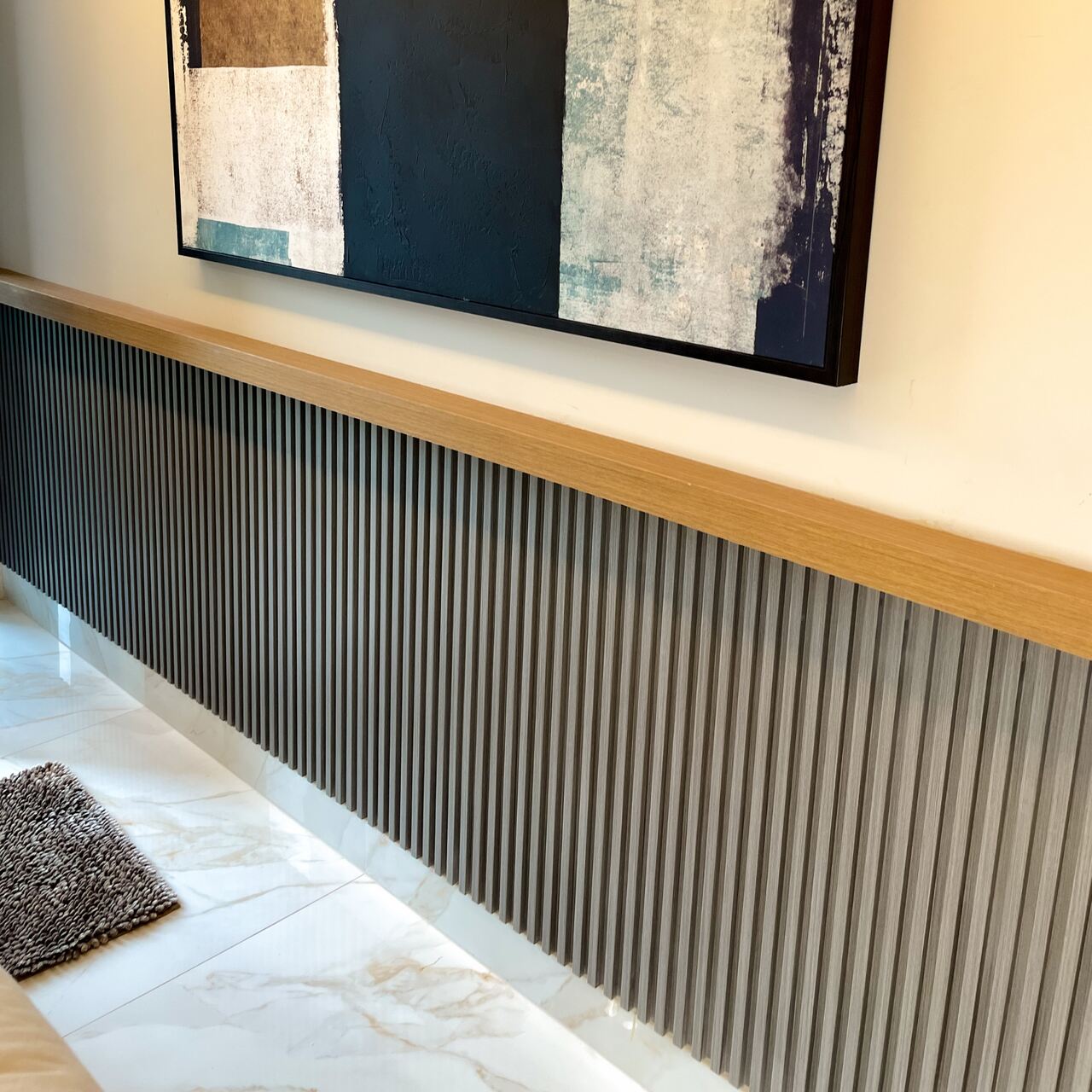 Painel Ripado Wpc Interno Wave Cor: Cinza Médio 2,90m x 14cm (0,406m²)