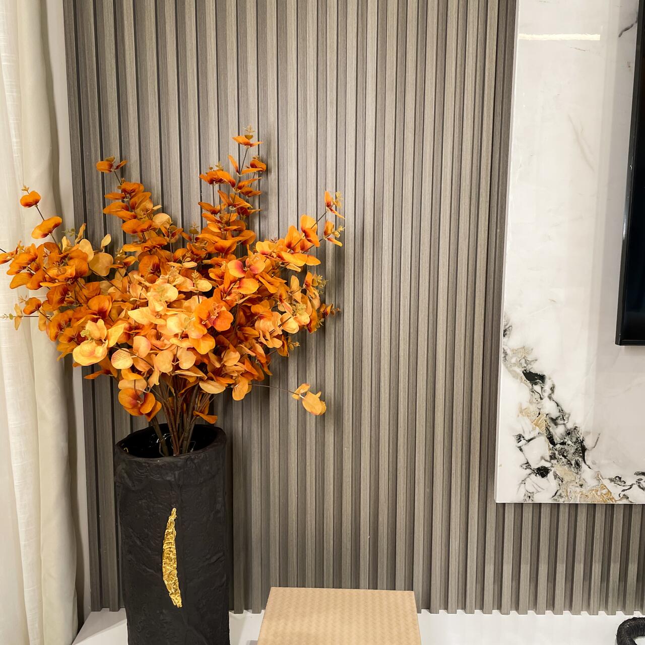 Painel Ripado Wpc Interno Wave Cor: Cinza Médio 2,90m x 14cm (0,406m²)
