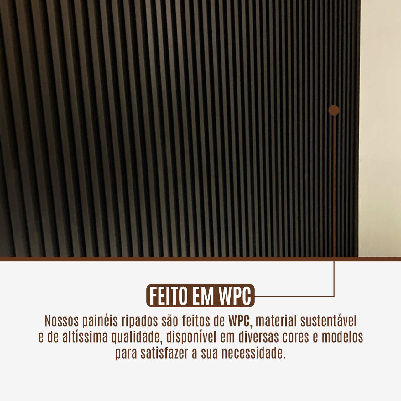 Painel Ripado Wpc Interno Wave Cor: Preto 2,90m x 14cm (0,406m²)