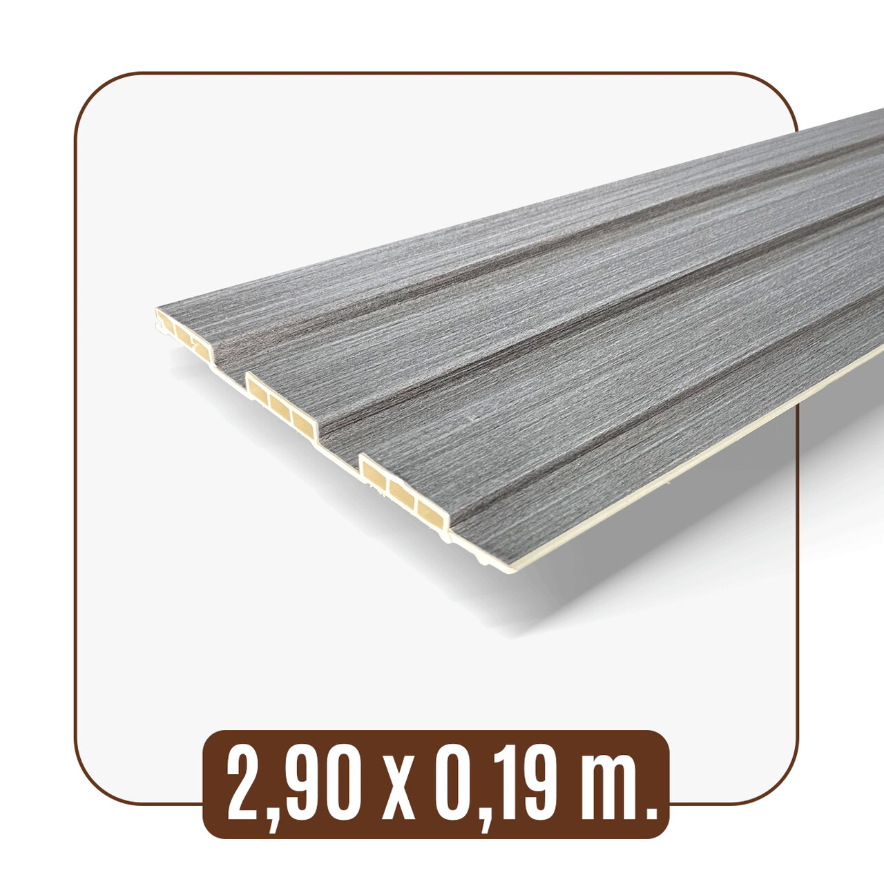 Painel Ripado Wpc Interno Wide Cor: Cinza Médio 2,90m x 19cm (0,55m²)