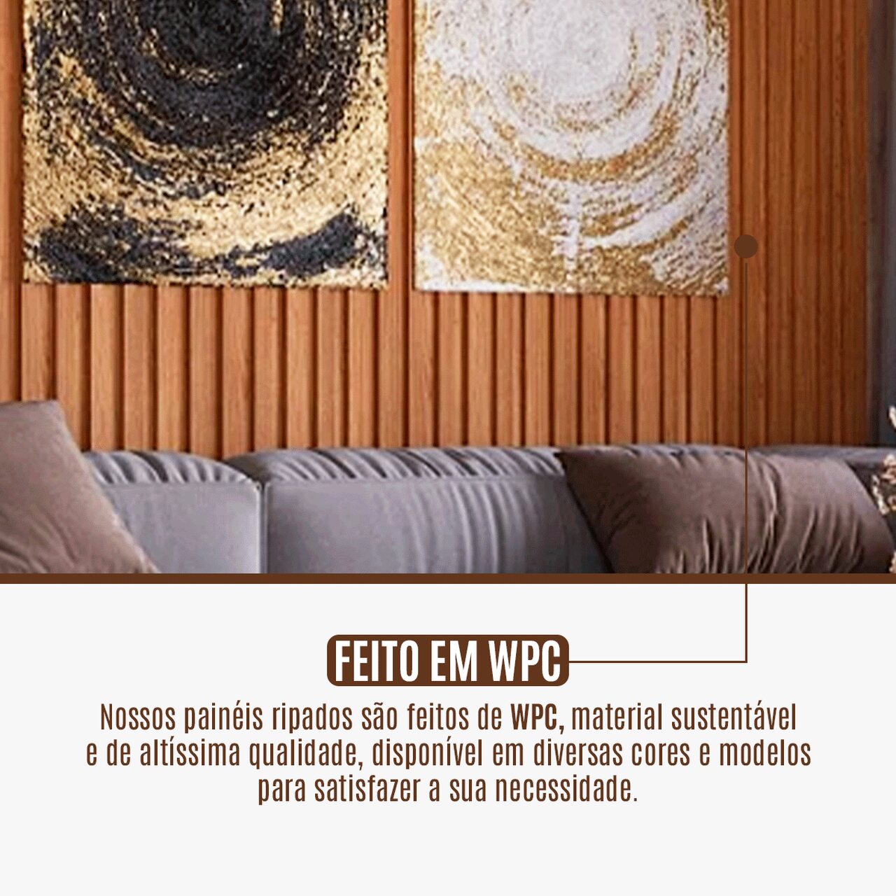 Painel Ripado Wpc Interno Wide Cor: Imbuia 2,90m x 19cm (0,55m²)