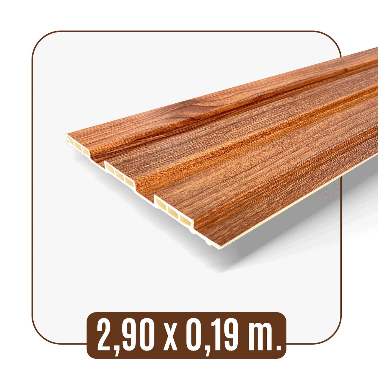 Painel Ripado Wpc Interno Wide Cor: Nogueira 2,90m x 19cm (0,55m²)
