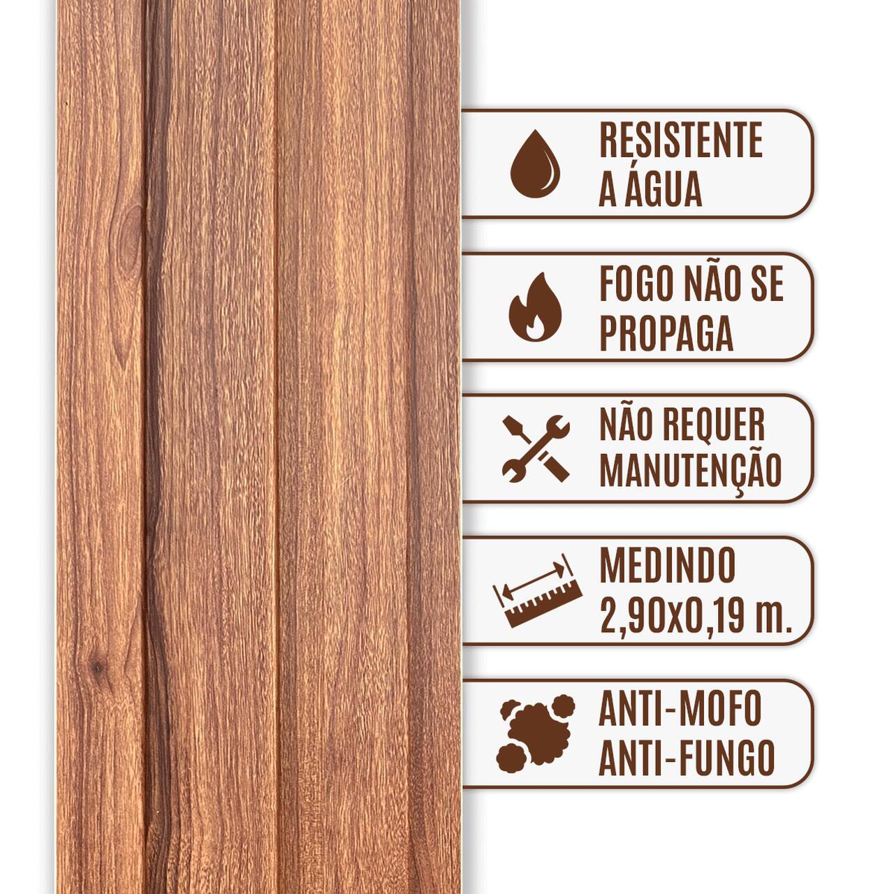 Painel Ripado Wpc Interno Wide Cor: Nogueira 2,90m x 19cm (0,55m²)