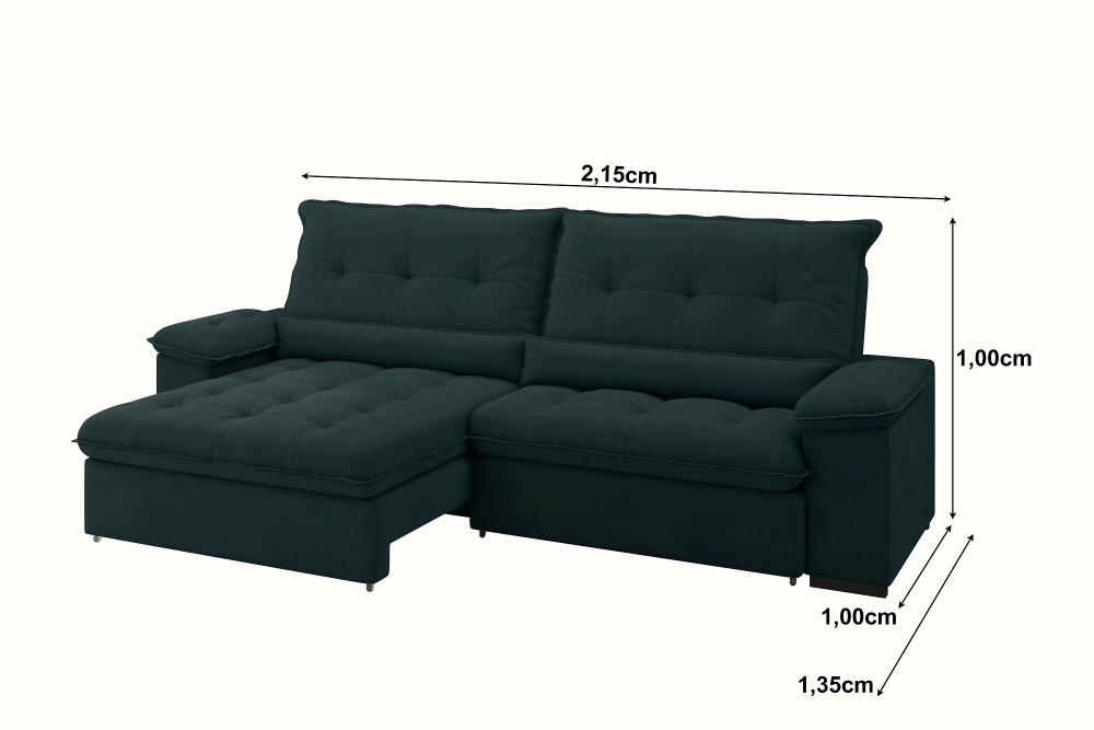 Sofá Alion Retrátil/Reclinável 4 Lugares Suede Petróleo 2,15m - XFlex Sofás