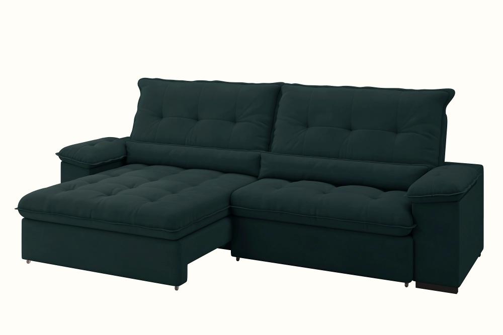 Sofá Alion Retrátil/Reclinável 4 Lugares Suede Petróleo 2,15m - XFlex Sofás