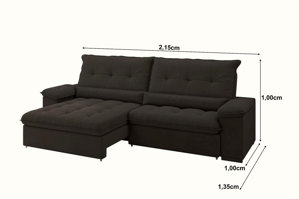 Sofá Alion Retrátil/Reclinável 4Lugares Suede Marrom 2,15m - Xflex