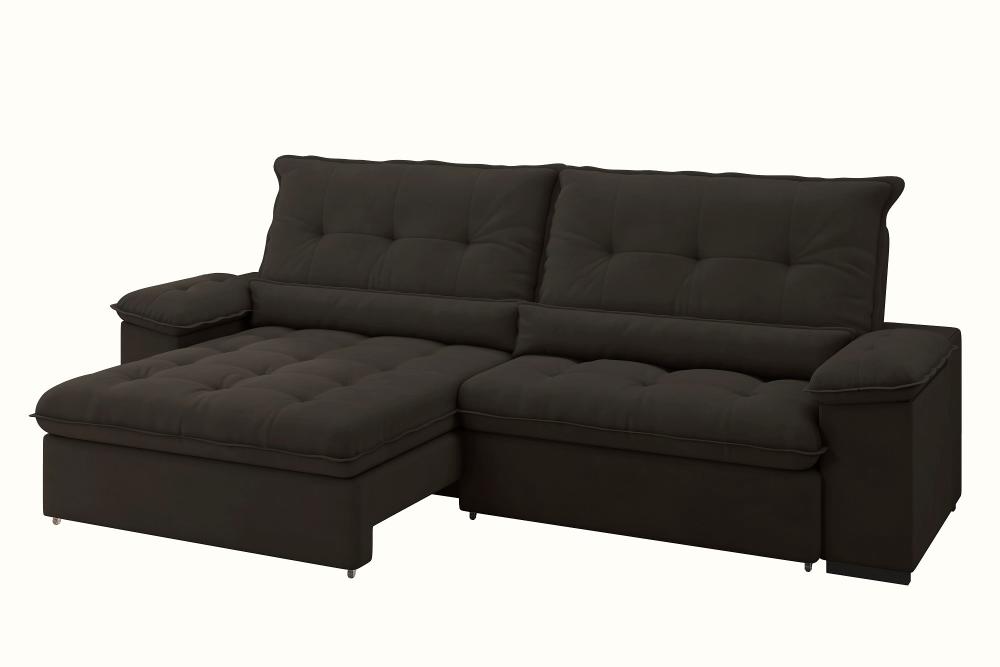 Sofá Alion Retrátil/Reclinável 4Lugares Suede Marrom 2,15m - Xflex