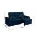 Sofá Confort Premium 1,70m Assento Retrátil/Reclinável porta copos e USB Suede Azul - XFlex Sofas