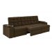 Sofá Confort Premium 2,30m Assento Retrátil/Reclinável porta copos e USB Suede Marrom - XFlex Sofas