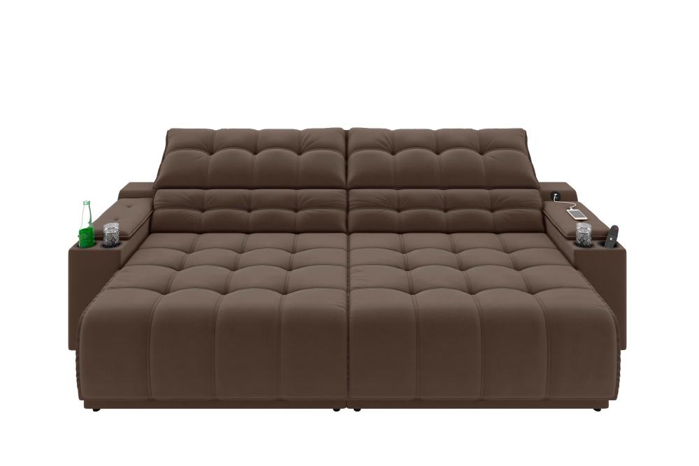 Sofá Connect Premium 2,00m Assento Retrátil/Reclinável com porta copos e entrada USB Suede Marrom