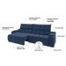 Sofá Connect Premium 2,30m Assento Retrátil/Reclinável com porta copos e entrada USB Suede Azul