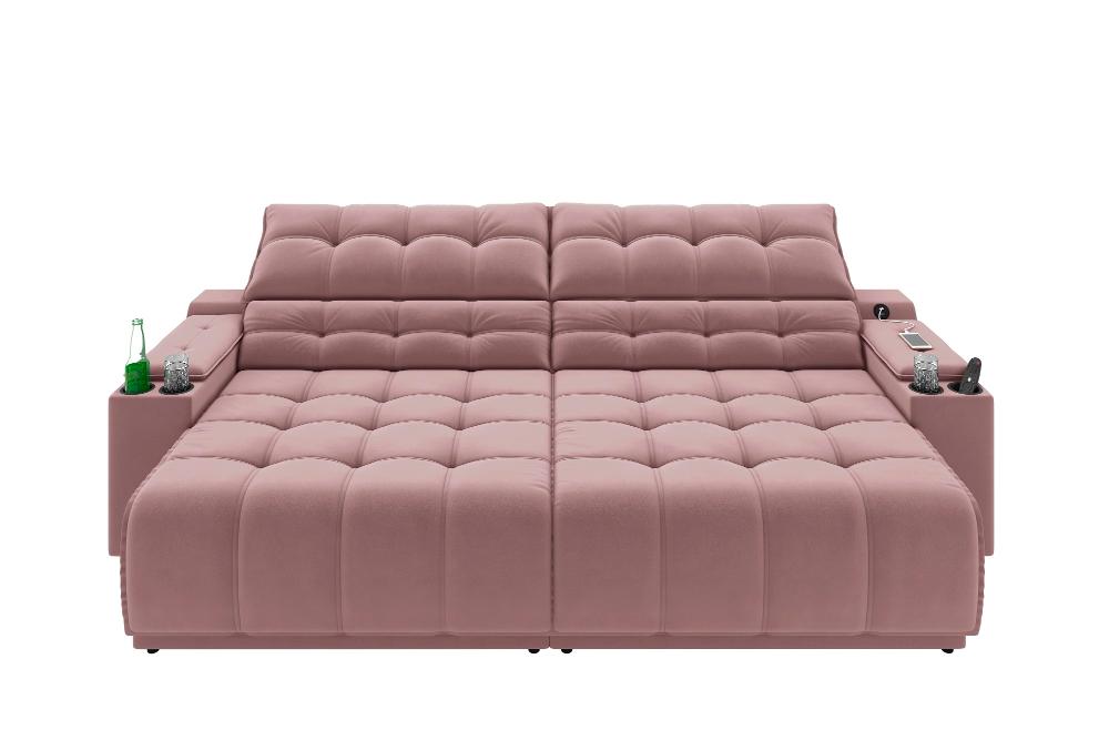 Sofá Connect Premium 2,30m Assento Retrátil/Reclinável com porta copos e entrada USB Suede Nude