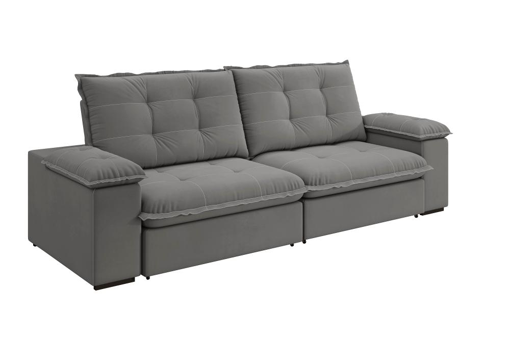 Sofá Fofão Premium 2,30m Retrátil/Reclinável Suede Cinza - XFlex Sofas