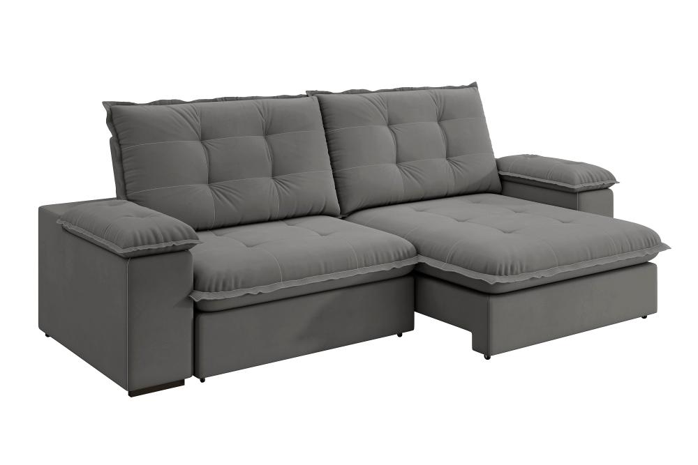 Sofá Fofão Premium 2,30m Retrátil/Reclinável Suede Cinza - XFlex Sofas