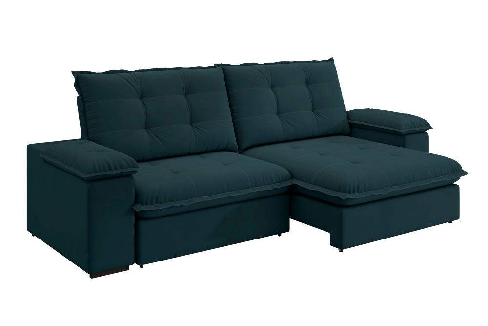 Sofá Fofão Premium 2,50m Retrátil/Reclinável Suede Petróleo - XFlex Sofas