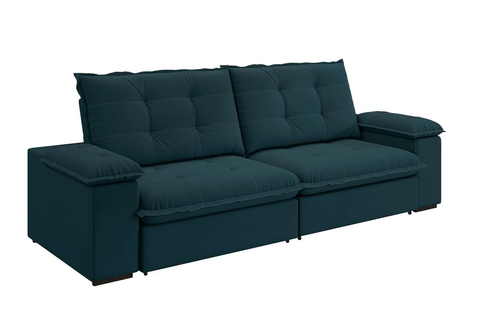 Sofá Fofão Premium 2,50m Retrátil/Reclinável Suede Petróleo - XFlex Sofas