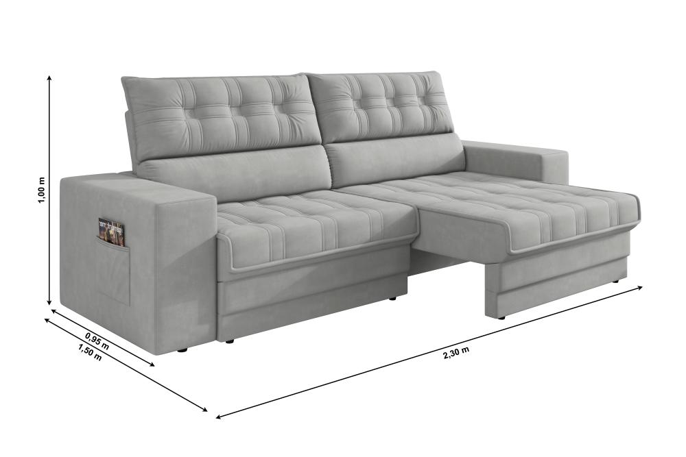 Sofá Omega Plus 2,30m Retrátil/Reclinável Suede Areia -  Xflex Sofás