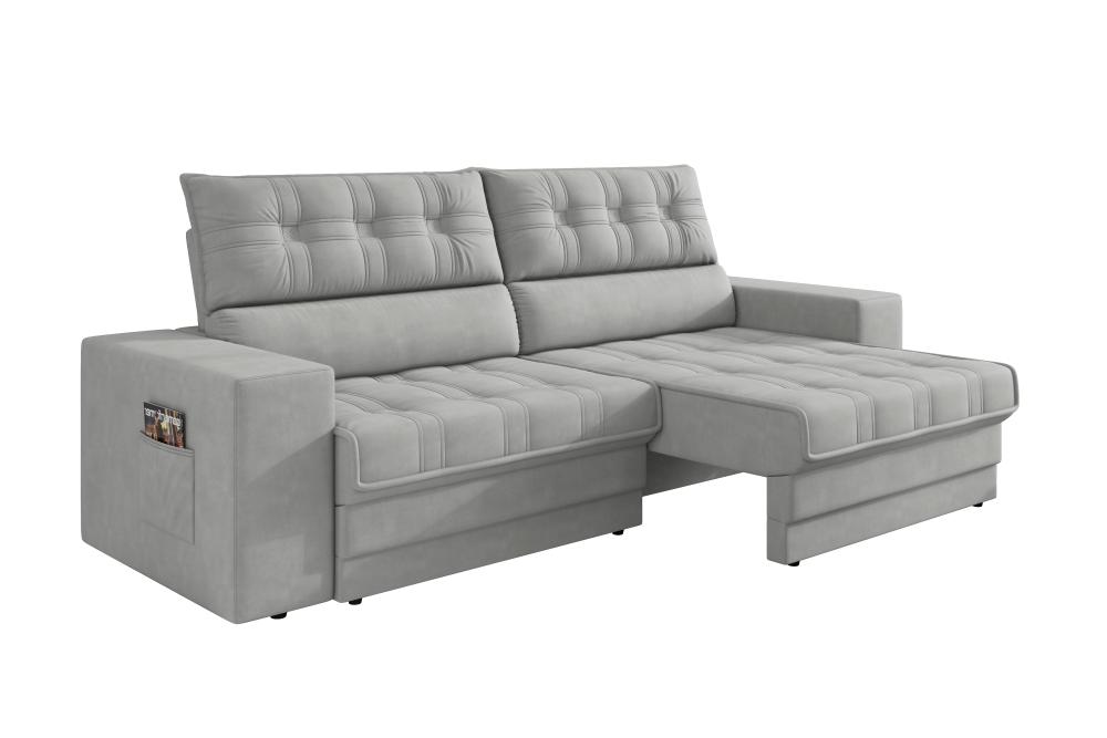 Sofá Omega Plus 2,30m Retrátil/Reclinável Suede Areia -  Xflex Sofás
