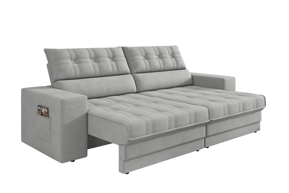 Sofá Oscar Plus 2,00m Retrátil/Reclinável Suede Areia - Xflex