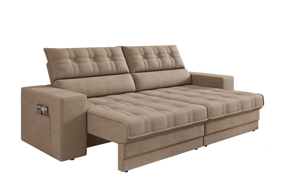 Sofá Oscar Plus 2,00m Retrátil/Reclinável Suede Capuccino - Xflex