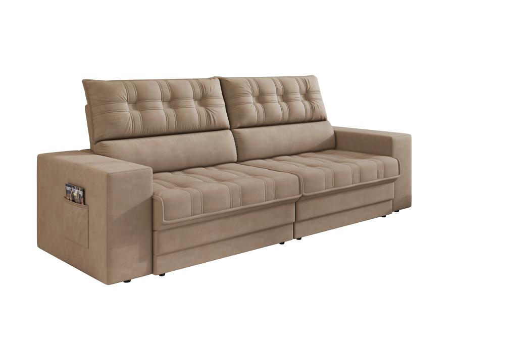 Sofá Oscar Plus 2,00m Retrátil/Reclinável Suede Capuccino - Xflex